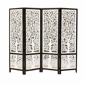 White and Black 4 Panel Wooden Room Divider Color Brown Height 6 Feet Material Wooden Appearance Modern Usage/Application - Zainab Timber And Handicrafts - India