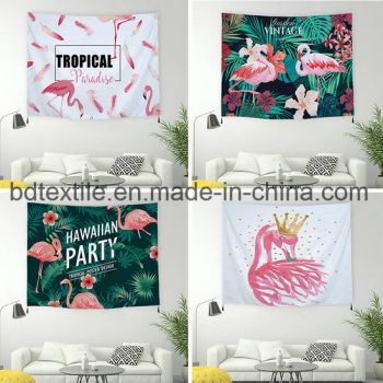 Custom Photograph Hippie Flamingo Wall Hangings Tapestries Origin China Width 58/60" Trademark B&D Pattern Plain Style Printed - Yiwu B&D Textile Co., Ltd. - China