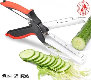 Ds 6615 Kitchen Scissor Factory Direct Easy Smart Food Cutter Chopper 2in1 Kitchen Knife and Scissor with Attached Cutting Board a - Chongqing Deng's Yaohe Knifeware Co., Ltd. - China