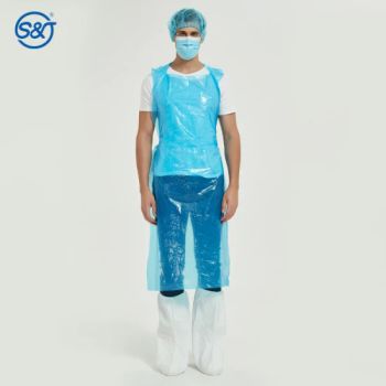 SJ Plastic PE Apron Waterproof Biodegradable Disposable plastic kitchen apron HDPE CPE medical PE aprons - Xiantao S&J Protective Products Co., Ltd. - China