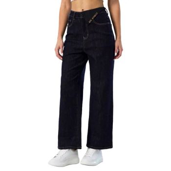 Custom High Waist Dark Blue Washed Plus Size Straight Women Mom Denim Jeans - Spring Fashion Co., Ltd - China