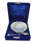 Ethnic Designer Beautiful Brass Silver Plated Bowl Material German Silver Intended Use Dry Fruit Serving Design Feature Delicate - Narula Handicrafts - India