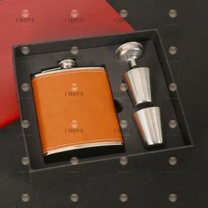 Vegetable-Tanned Leather Wine Whisky Hip Flask MOQ 100PCS Origin China Size Customized Trademark 1move Model NO. HP-B1 Logo - Changzhou 1move Industial Co., Ltd - China
