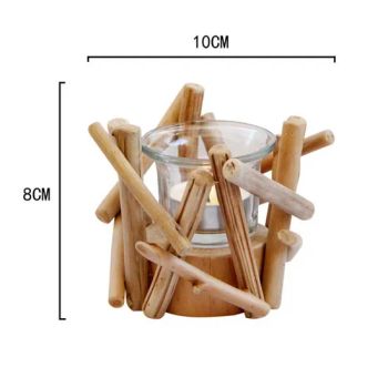 Tealight Candle Holder Natural Wooden Candle Holder Stand with Glass Tea Light Holder - Qingdao Huanxi Homeware Co., Ltd - China
