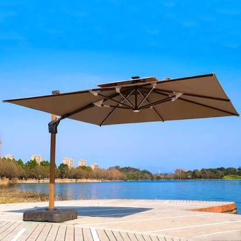 Luxury Large-Size 3.5X3.5m Square Hotel Villa Outdoor Garden Parasols LED Patio Umbrellas - Guangxi Shangzhifan Furniture Co., Ltd. - China
