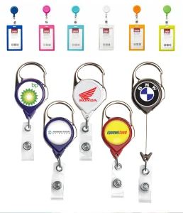 High Quality Custom Retractable Plastic Badge Reel Customized Design Printed Logo Yoyo Alligator Clip Carabiner Key Chain Lanyard Mini Metal Pull ID Card Holder - KN Gift Limited - China