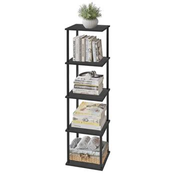 Ladder Shelf Multi-Layer Design Living Room Office Modern Steel Wood Wall Bookshelf - Shengzhou Hongmu Home Furnishing Co., Ltd. - China