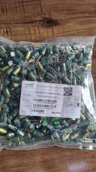 Aluminium 220 uF Aluminum Electrolytic Capacitor, For Power Voltage 25 V Material Aluminium Capacitance 220 uF Color Green & - Aarav Enterprises - India