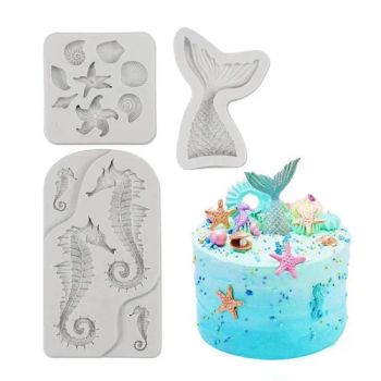 Seahorse Fish Shell Cupcake Decorating Topper Fondant Silicone Molds Clay Resin Molds - Tianjin Huayu Technology & Trade Co., Ltd - China