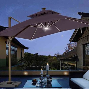 Beach Panel Fan Patio Charger Power Powered Energy USB with Panels Garden Lights Light LED Solar Umbrella - Hangzhou Longwin Industry Limited - China