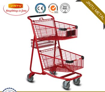 Heavy Duty Supermarket Carts/Double Layer Basket Shopping Carts - Suzhou Jintu Metal Working Co., Limited - China