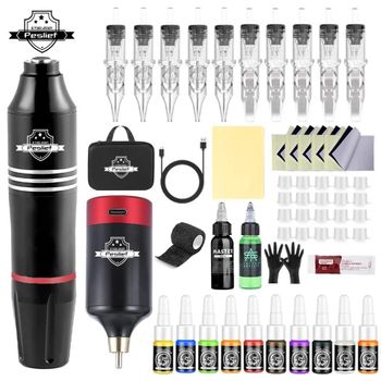 New Professional Tattoo Machine Kit Complete Rotary Pen 10pc Cartridge Needle (PESLIEF) - Gadgets LLC - United States