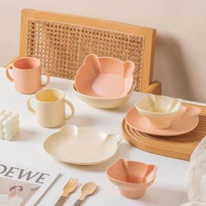 Cute Bear Shape Ceramic Bowl Plate Kids Tableware Ceramic Dinnerware Sets - GENOL CERAMICS CO.,LTD - China