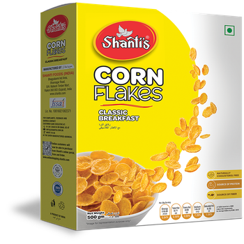 Shanti's Corn Flakes  Grade A Shelf Life 12 months Packaging 500g x 12 box - Shanti Foods India - India