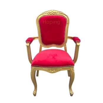 Living Room Classic Silla De Banquete Plastic Luxury Golden Armrest Dining Seat Chairs - Foshan Hoping Furniture Co., Ltd. - China