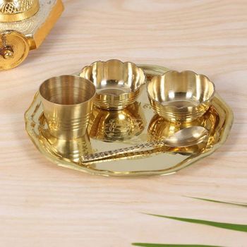 Brass Thali Plates quality good Material Brass Durability Durable Design Wide, Round brand getcooverseas Usage/Application - Getco Overseas - India