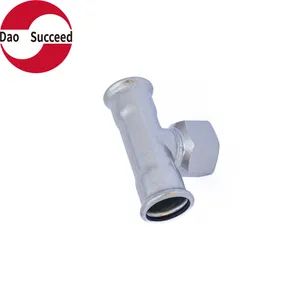 304 316L Stainless Steel Female Tee for Water Pipe System Shape Equal Standard GB Origin China Color Silver Lateral - Jiangsu Daocheng Stainless Steel Pipe Co., Ltd. - China