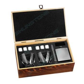 Shunstone Custom Twist Whiskey Glasses and Hip Flask Gift Set with Stainless Steel Whiskey Stones Gift Set for Men - XIAMEN SHUNSTONE HOMEWARE CO., LTD. - China