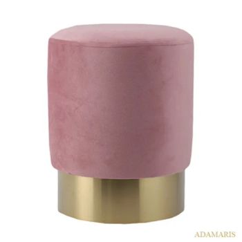 China New Design Small Gold Base Stool Pink Velvet Round Ottoman - Hebei Mingshuai Furniture Sales Co., Ltd. - China