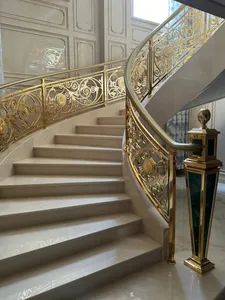 American Metal Curved Aluminum Tempered Glass Stairs Staircase Tinted Glass Design Railing - Yimu Housing Co., Ltd. - China