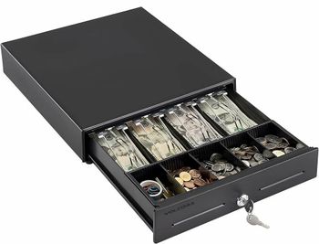 Manual Cash Drawers Lock Type Key Lock Drawer Type Electronic Drawer Size 410×410 mm Fake Note Detection Yes Number Of Note Slots 5 - AR Max Power Solution - India