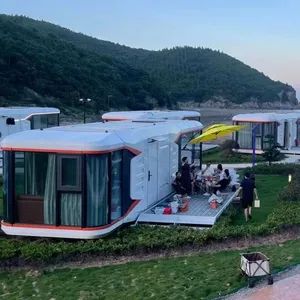 Capsule Container Houses Mobile Wheels Modular Portable Prefab Prefabricated Tiny to Trailer - Guangzhou Zhonglian Steel Structure Co., Ltd. - China