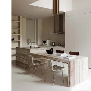 Wholesale Contemporary Bar Table Island Kitchen Natural Silver Gray Travertine Top and Integrated Cabinets - Newstar (Quanzhou) Industrial Co., Ltd. - China