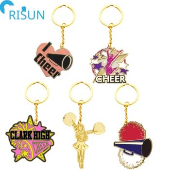 Customized Hard Soft Enamel Cheer Captain Cheerleading Cheer Keychains Keyrings Custom Cheerleader Key Chain Keychains Keyrings - Shenzhen Risun Trading Co., Ltd. - China
