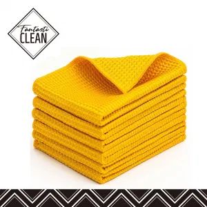 Yellow Washable Cotton Waffle Weave Kitchen Towels Hand Dish Cleaning Cloths for Home, Car - Ningbo Fantasticar International Trade Co., Ltd. - China