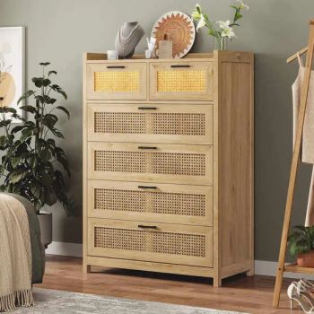 Wood Drawer Glass Cabinet Storage Rattan Chest of Drawers Color White Style Modern Condition New Material Wood MOQ - Fujian Yuanfu Import & Export Trading Co., Ltd. - China