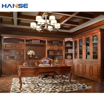 House Luxury Oak Bookcases Cabinet Furniture European Italian French Style Antique Walnut Solid Wooden Bookcase - Foshan Hanse Industrial Co., Ltd. - China