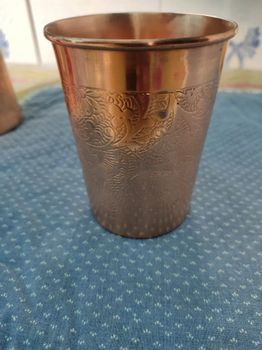 200 ml pure Copper Glass Tumbler Copper drinkware Size Medium Design Plain Diameter 8 Cm Material Copper Capacity 200 - Rigel Handicrafts - India