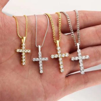 Catholicism Jewelry Hip Hop Necklace 925 Sterling Silver Vvs Moissanite Cross Pendant Necklaces for Men Women - Guangzhou Peishang Jewelry Co., Ltd. - China