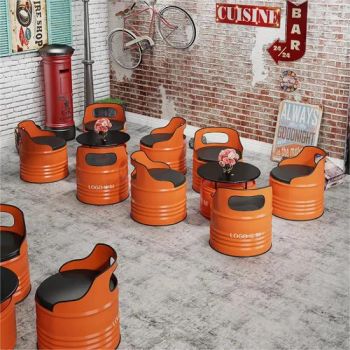 Industrial Wind Creative Oil Bucket Sofa Bar Table Chairs Bar Furniture Sets for BBQ Milk Tea Shop Negotiation Area - Hebei Xingdong International Trade Co., Ltd. - China