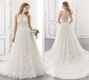 Sleeveless Bridal Dresses Beading Lace Tulle Beach Wedding Gowns D1054 - Suzhou Leader Apparel Co., Ltd. - China