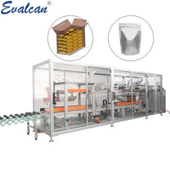 Top-Load Carton Case Packer for Stand-up Bags Zipper Bags Back Sealing Pouch - Hangzhou Evalcan Machinery & Equipment Co., Ltd. - China