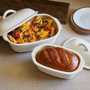 White Glaze on Surface Stoneware Deep Covered Bakeware with No Inner Glaze for Home Chefs - Feiya Group Co., Limited - China