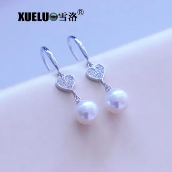 925 Sterling Silver Fashion Perfect Round Freshwater Drop Pearl Earrings (XL140161) - Zhuji Xueluo Pearl Jewelry Co., Ltd. - China