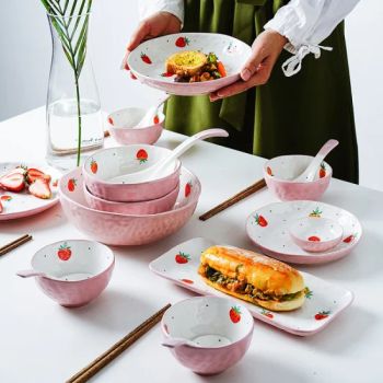 Hand Painted Strawberry Printing Dinnerware Dishes Plates Ceramic Dinner Set - GENOL CERAMICS CO.,LTD - China