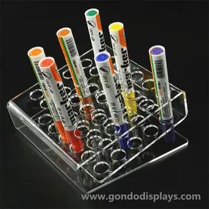 OEM Clear Acrylic Marker Pen Retail Display Rack 21 Inch Pen Tablet Stationery Store Display Stands for Pen with 50 PCS PA - Gondo Displays (Xiamen) Industry & Trade Co., Ltd. - China
