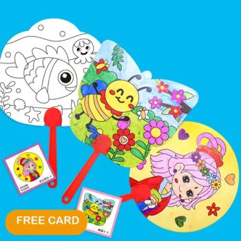 Hand Paint Paper Fan Coloring Pictures DIY Craft Creative Drawing Toys Education Toy - Ningbo Hardwork Art & Craft Co., Ltd. - China