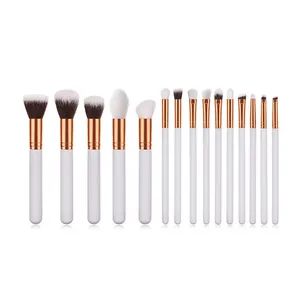 15PCS Makeup Brushes Kit New Arrival Eyeshadow Blush Powder Brush White Gold Wooden Handle Soft Hair Brushes - NINGBO AOVEA IMPORT & EXPORT CO., LTD. - China