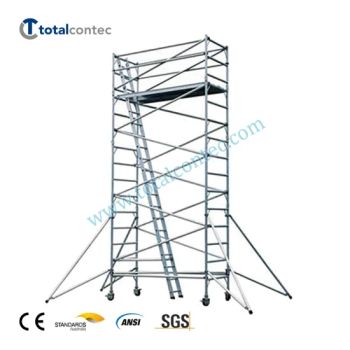 6m 11m Mobile Tower Aluminum Stairs Foldable Scaffolding Best Price Mini Aluminium Mobile Scaffolding Price for Construction Aluminum Mobile Scaffold Tower - WUXI TOTAL CONTEC METAL INDUSTRIES CO.,LTD - China