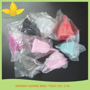 Medical Supply Silicone Lady Menstrual Cups Age Female Origin China Usage Built-in Folded Unfolded Model NO. SH-MC Trademark SHONE - Shone Industry Group Limited - China
