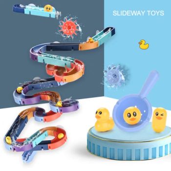 DIY Baby Duck Bath Playing Game Wall Sucking Building Block Assemble Slot Track Slide Rolling Ball Slideway Toys - Market Union Co. Ltd. - China