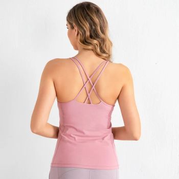 New Pink Sports Vest Women's Sexy Gym Running Top Girls Singlets Sports Wear - Xiamen Mega Garment Co., Ltd. - China