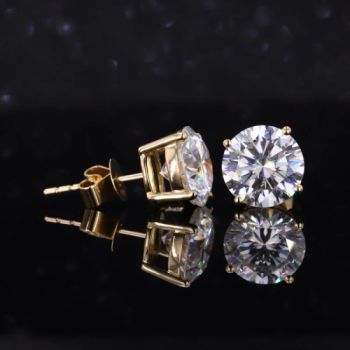 Wholesale Price Moissanite Stud Earring 5.5mm Round Brilliant Cut 14K Yellow Gold Moissanite Diamond Earrings - Guangxi Wuzhou Starsgem Co., Limited - China