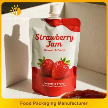 Custom Strawberry Jam Liquid Spout Pouch Printed Stand up Spout Pouch Bag - Guangdong Huichen Packaging Co., Ltd - China