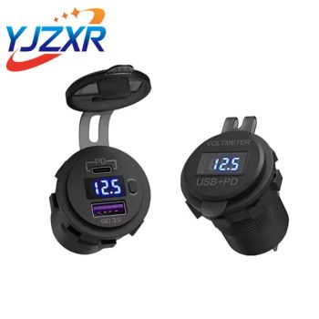 12V QC3.0 Pd Car Charger Socket with Voltage Digital Display - Changzhou Xinrun Electronic Technology. Co. Ltd - China