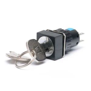 16mm 6 Pins 3 Position Square Rotary Key Switch 3A Origin China Trademark OEM Theory Resistive HS Code 8536500000 Model NO. - Changzhou Eagle International Trade Corp. - China